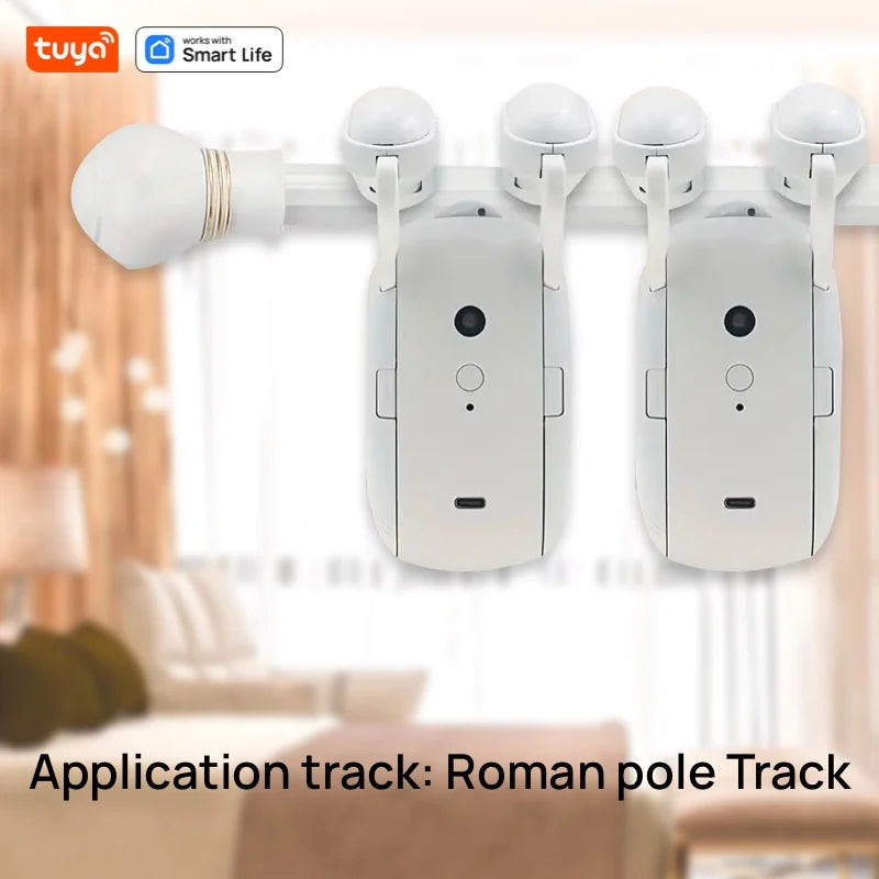 2PCS  Bluetooth Tuya Smart Curtain Robot Roman Rod Track ,Delivery Does Not Include Remote Control, APP Control