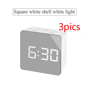 Digital LED multi-function mirror clock