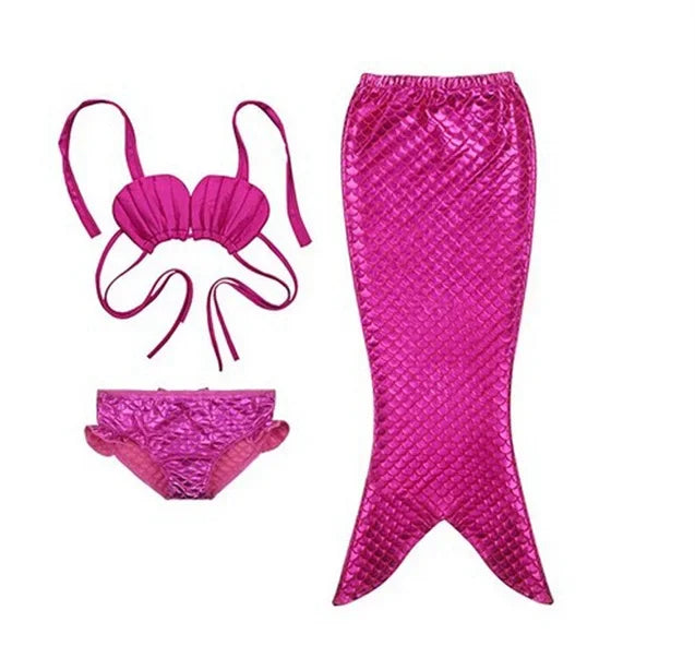 Fancy Cosplay Costume 3pcs Girl Child Birthday Holiday Gift Mermaid Tail Swimming Bikini Set Swimsuit 3-9Y