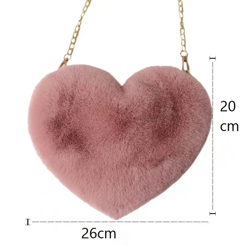 Chain Plush Bag Cross-body Bag Peach Heart Heart Bag Valentine's Day Birthday Gift Bestie Handbag Purses and Handbags