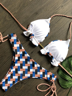 RUOTONGSEPT 2022 Striped Bikini Set Knotted Swimsuit Women Biquinis Beach Sexy Thong Swimwear Bandage Brazilian Mirco Bikinis