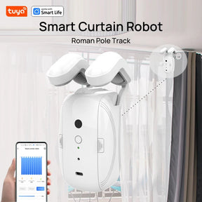 2PCS  Bluetooth Tuya Smart Curtain Robot Roman Rod Track ，Delivery Does Not Include Remote Control, APP Control