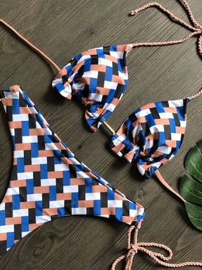 RUOTONGSEPT 2022 Striped Bikini Set Knotted Swimsuit Women Biquinis Beach Sexy Thong Swimwear Bandage Brazilian Mirco Bikinis